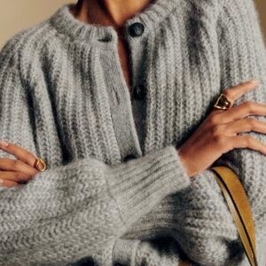 Sezane Emile Cardigan Mottled Grey - Size S